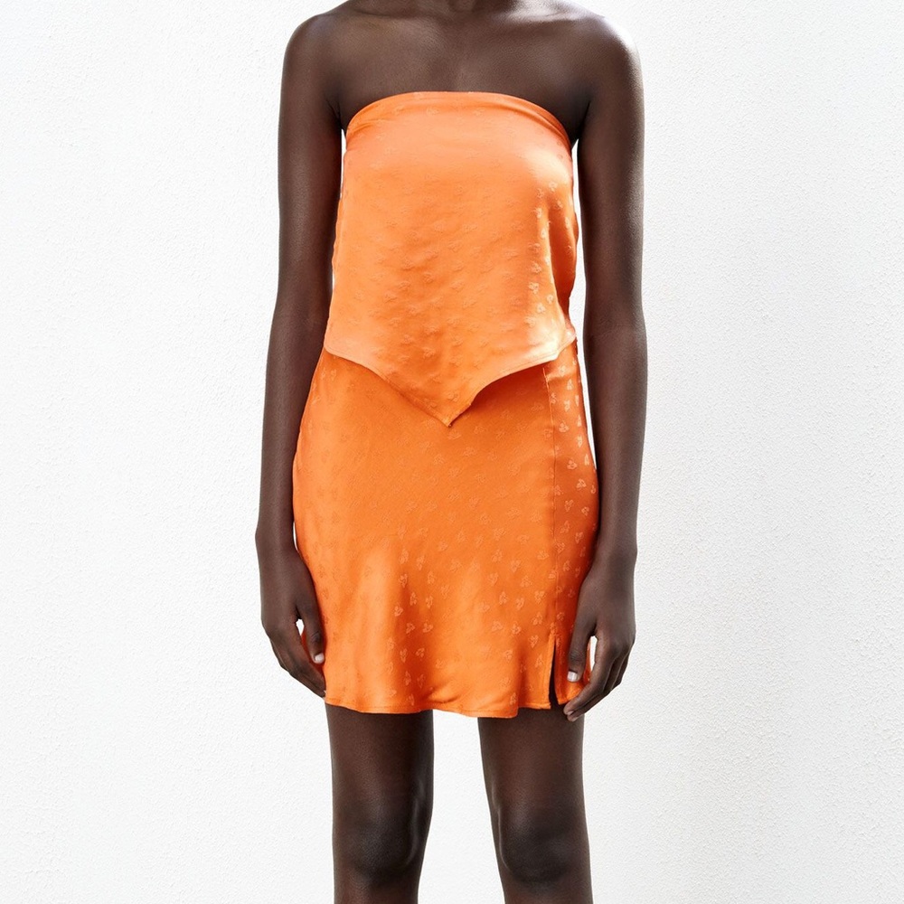 ZARA Jacquard Tangerine Bandanna Top/Skirt Set